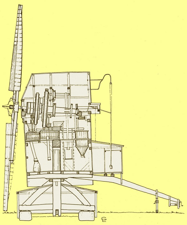 Aufriss der Bockwindmühle